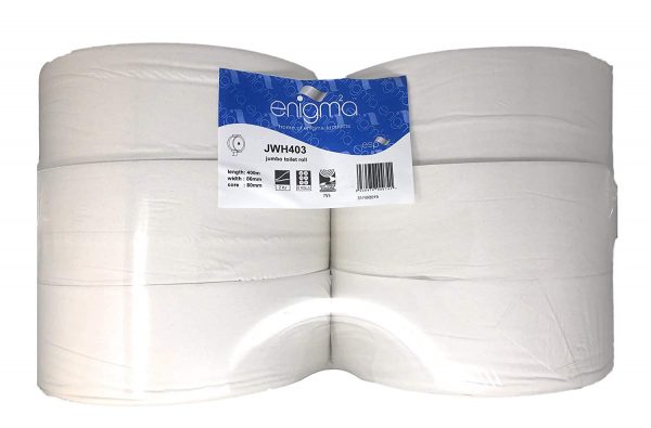 2 PLY JUMBO TOILET ROLL 400M X 86MM X 60MM