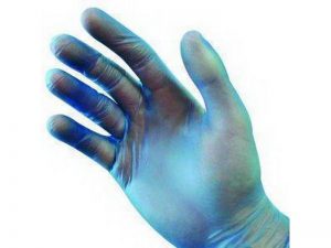 100 PCS VINYL GLOVES (MEDIUM) BLUE POWDER FREE