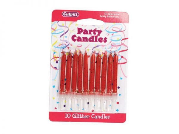 CANDLE GLITTER RED
