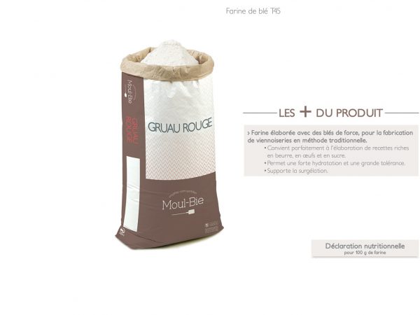 25 KG MOUL-BIE GRUAU ROUGE  T45 FRENCH FLOUR