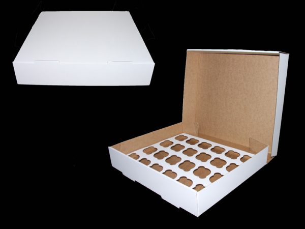 25 PCS CUPCAKE BOXES WITH INSERT FOR 24 PLAIN  18x15"