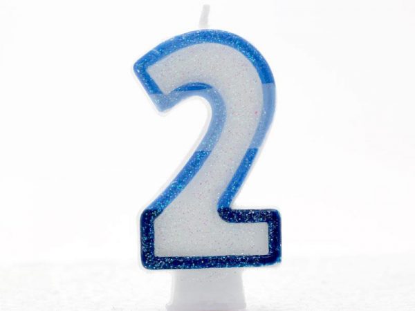 BLUE CANDLE-NUMERAL 0 2 (6.5CM)