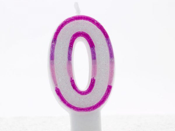 PINK CANDLE-NUMERAL 0 0 (6.5CM)