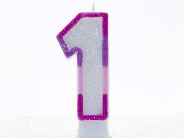 PINK CANDLE-NUMERAL 0 1 (6.5CM)