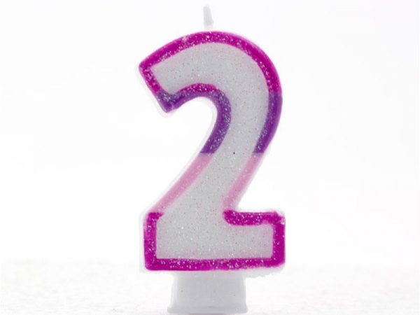 PINK CANDLE-NUMERAL 0 2 (6.5CM)