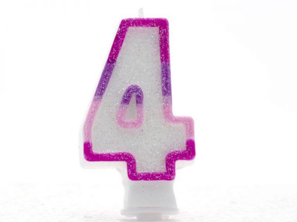 PINK CANDLE-NUMERAL 0 4 (6.5CM)