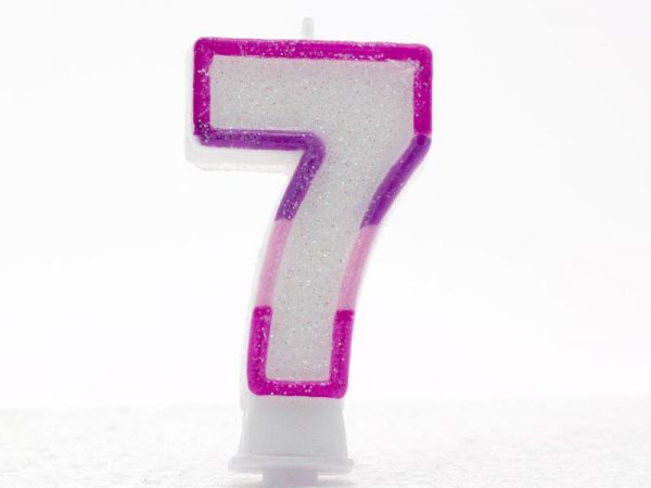 PINK CANDLE-NUMERAL 0 7 (6.5CM)