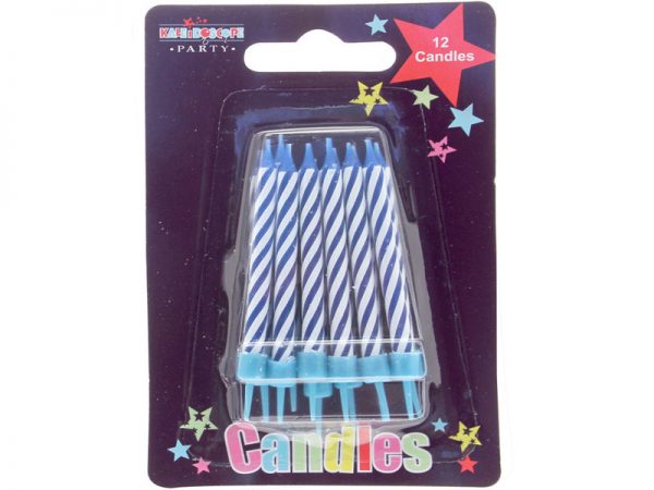 12 PCS BLUE STRIPE PARTY CANDLE