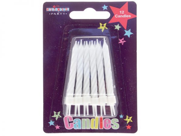 12 PCS WHITE STRIPE PARTY CANDLE