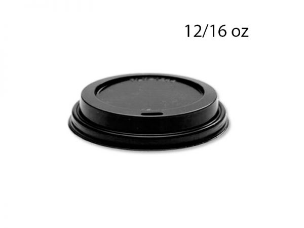 BLACK PLASTIC LIDS 12/16OZ