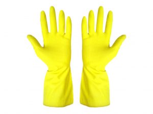 12 PAIRS MEDIUM YELLOW RUBBER GLOVES