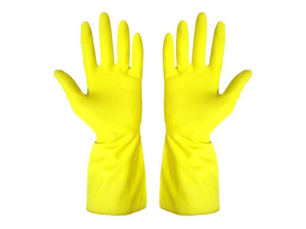 12 PAIRS LARGE YELLOW HOUSEHOLD RUBBER GLOVES