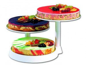 3 TIER WHITE PLASTIC CAKE STAND 280MM (REMOVABLE)