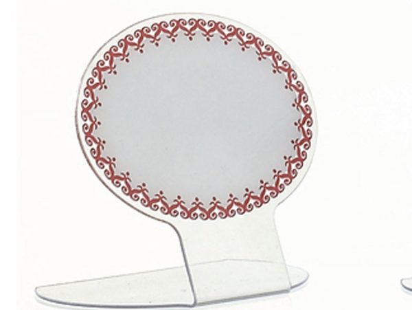 10 PCS LACE OVAL LABELS WHITE/CLARET 68X70H MM PVC/ 9010