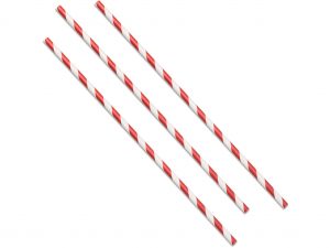 STRAIGHT STRAW PAPER(267x6mm/10.5") RED STRIPE