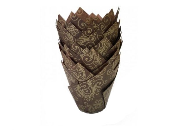 BROWN / GOLD SWIRL MUFFIN WRAP 165MM