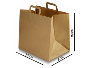 250 PCS X-SMALL BROWN PAPER BAGS WITH HANDLES 18+8x22 CM